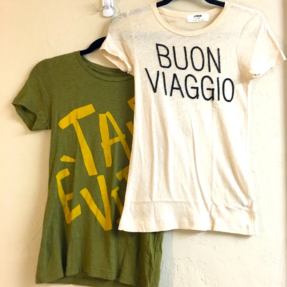 J Crew 100% Cotton Graphic T Shirt Bundle Size Small Vacation Travel Cas…